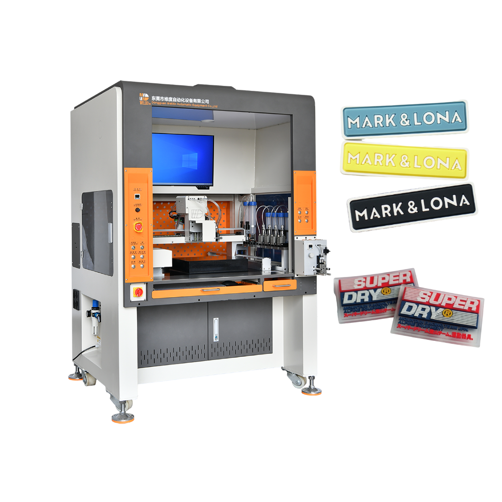 soft pvc rubber patch filling machine for custom bag labels